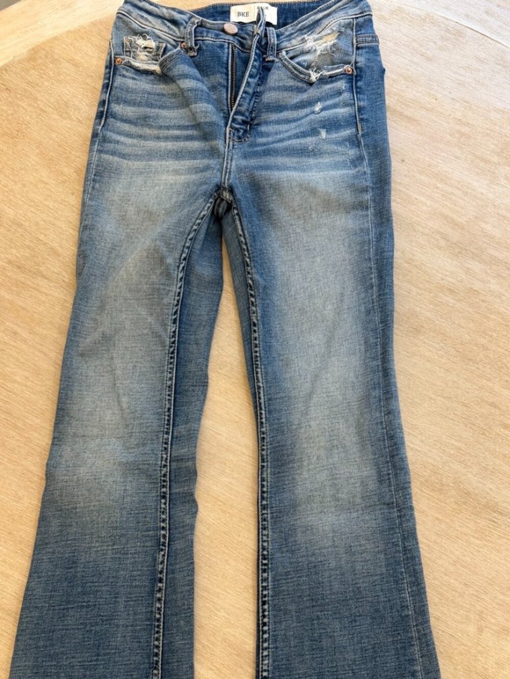 BKE Billie Jeans Womens 25 High Rise Slim Fit Bootcut Distressed Stretch Denim